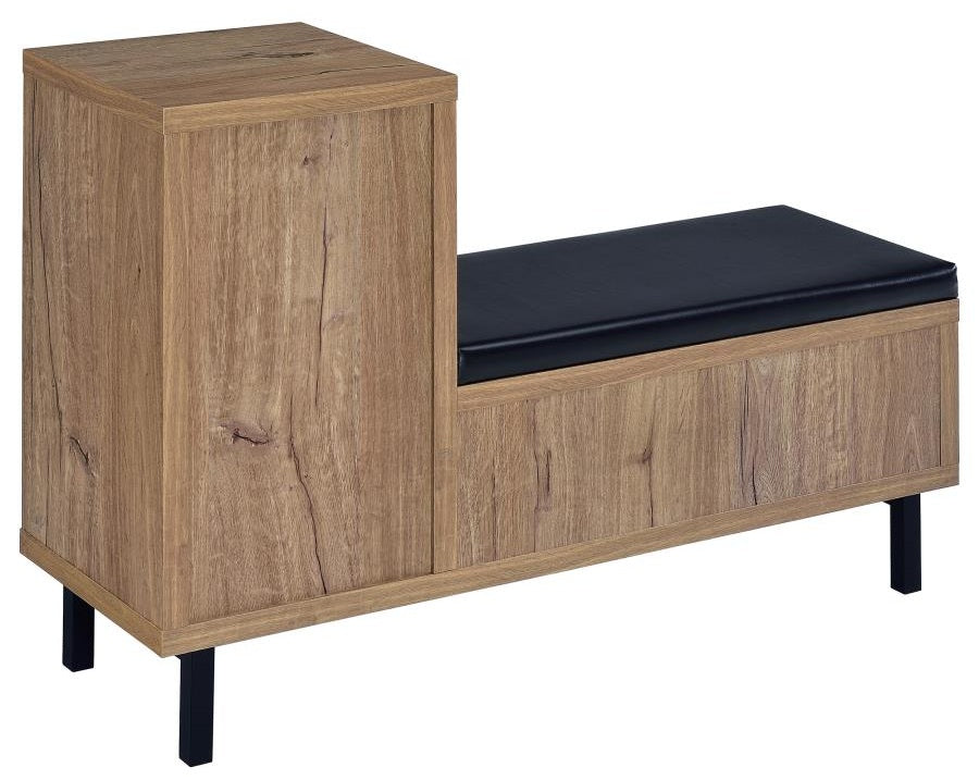 Coaster 910311 Teller natural oak finsh wood entry storage shoe bench cabinet with padded seat