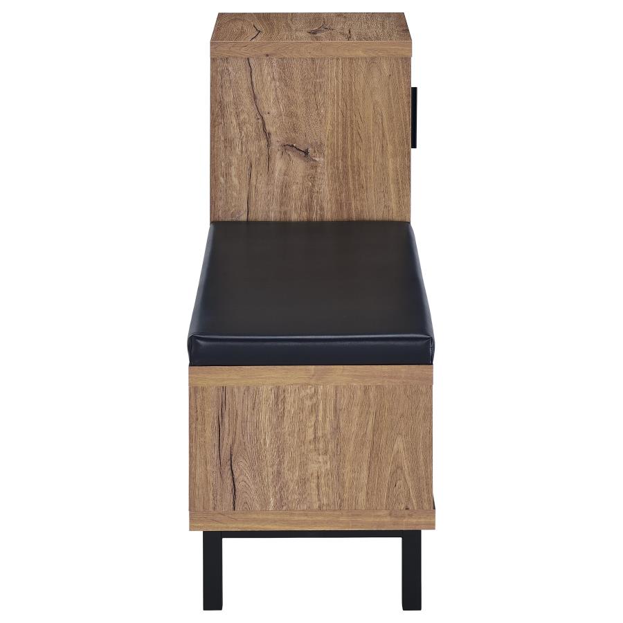 Coaster 910311 Teller natural oak finsh wood entry storage shoe bench cabinet with padded seat