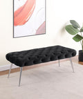 Coaster 910333 Ella black fabric tufted 47" wide bedroom entry bench metal legs