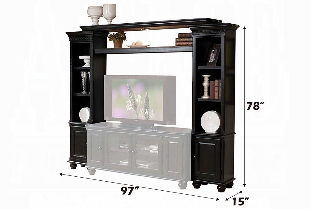 Acme 91100-03 4 pc Ferla black finish wood slim profile entertainment center wall unit