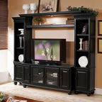 Acme 91100-03 4 pc Ferla black finish wood slim profile entertainment center wall unit