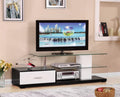 Acme 91140 Latitude run onamia ivana white and black finish wood 63" tv stand glass top and shelves