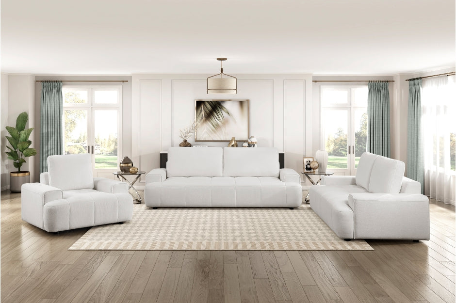 Homelegance 9126BEG-SL 2 pc Brera beige chenille fabric sofa and love seat set with tufted seat cushions