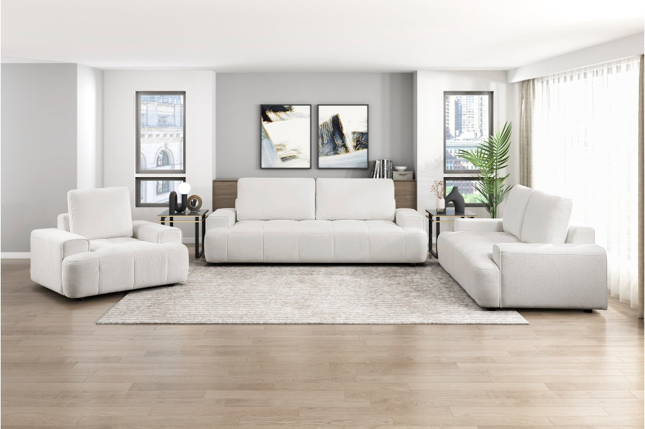 Homelegance 9126BEG-SL 2 pc Brera beige chenille fabric sofa and love seat set with tufted seat cushions