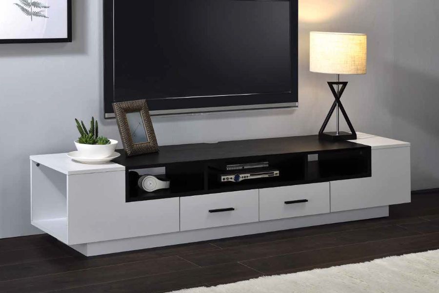 Acme 91275 Armour white and black modern finish wood tv stand with multiple drawers
