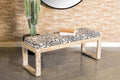 Coaster 914138 Black and white patterened fabric white distressed finish wood sled leg bedroom entry bench