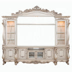 Acme 91440-43 4 pc Astoria grand welty gorsedd antique white finish wood entertainment center wall unit