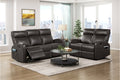 Homelegance 9147PUE-2PC 2 pc Allen espresso faux leather sofa and love seat set with wall hugger recliners