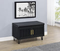 Coaster 915152 Brixton black finish wood 2 door shoe cabinet storage entry bench