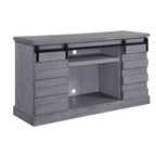 Acme 91616 Amrita grand serena grey oak finish wood farmhouse style tv stand with barn door style doors