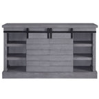 Acme 91616 Amrita grand serena grey oak finish wood farmhouse style tv stand with barn door style doors