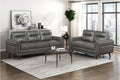 Slate Dark Grey Top Grain Leather Sofa and Loveseat Set – 9169DGY-SL