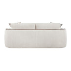 Loom Beige Chenille Sofa and Love Seat Set – Walnut Wood Trim & Rounded Arms – 9177WABEG-2PC