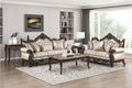 Sovereign Two-Tone Chenille & Faux Silk Traditional Sofa and Love Seat Set with Wood Trim – 9178NBR-SL