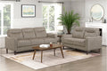 Homelegance Linden Brown Chenille Sofa and Love Seat Set with Rounded Arms – 9180BRW-2PC