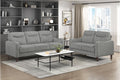 Homelegance Linden Grey Chenille Sofa and Love Seat Set with Rounded Arms – 9180GRY-2PC