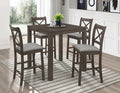 5-Piece Antique Oak Wood Square Counter Height Dining Table Set with Upholstered Seats – 9187-5PC