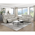 Celestia 2-Piece Power Recliner Sofa & Loveseat Set – Light Grey Top Grain Leather – 9199TPE-2PWH