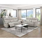 Celestia 2-Piece Power Recliner Sofa & Loveseat Set – Light Grey Top Grain Leather – 9199TPE-2PWH
