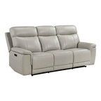 Celestia 2-Piece Power Recliner Sofa & Loveseat Set – Light Grey Top Grain Leather – 9199TPE-2PWH