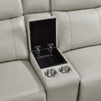Celestia 6-Piece Power Recliner Sectional Sofa – Light Grey Top Grain Leather – 9199TPE-6LRRRPWH