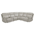 Celestia 6-Piece Power Recliner Sectional Sofa – Light Grey Top Grain Leather – 9199TPE-6LRRRPWH
