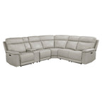 Celestia 6-Piece Power Recliner Sectional Sofa – Light Grey Top Grain Leather – 9199TPE-6LRRRPWH