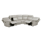 Celestia 6-Piece Power Recliner Sectional Sofa – Light Grey Top Grain Leather – 9199TPE-6LRRRPWH