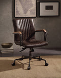 Acme 92028 Joslin distress chocolate top grain leather executive office chair with casters