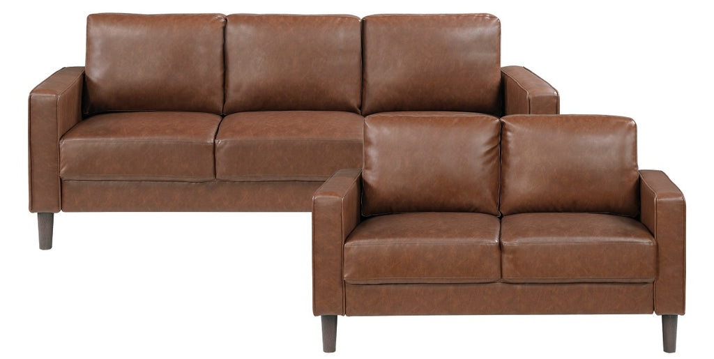Homelegance Malcolm 2-Piece Chocolate Faux Leather Sofa & Love Seat Set – 9203CHC-SL