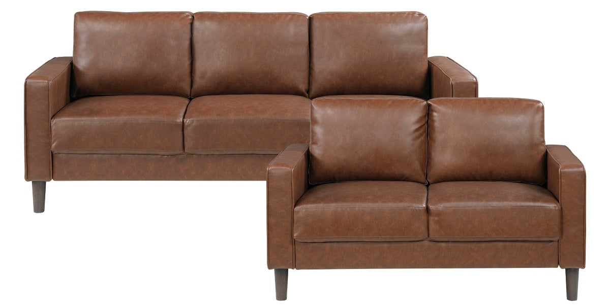 Homelegance Malcolm 2-Piece Chocolate Faux Leather Sofa & Love Seat Set – 9203CHC-SL