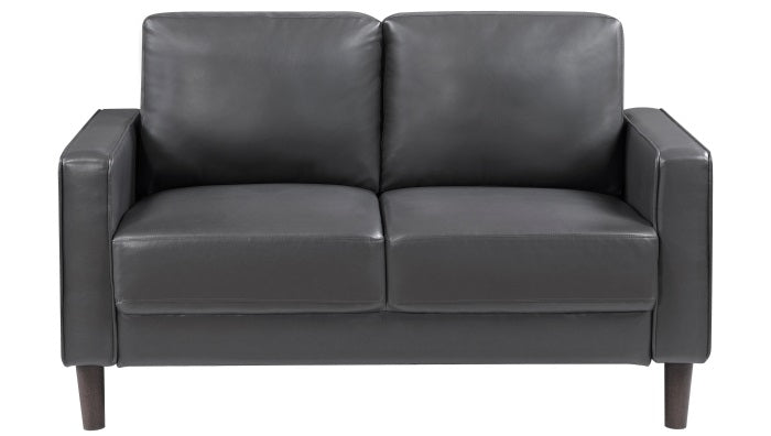 Homelegance Malcolm 2-Piece Dark Grey Faux Leather Sofa & Love Seat Set – 9203DGY-SL