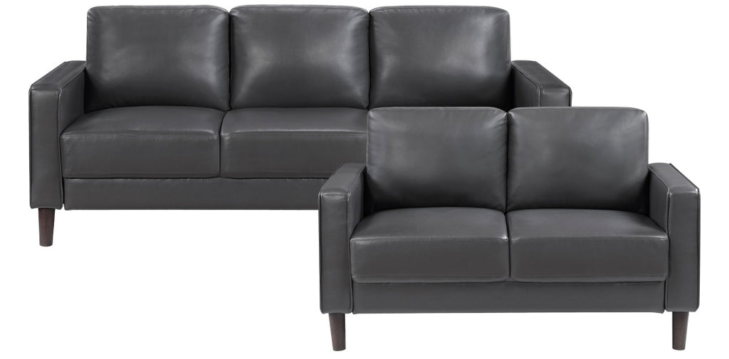 Homelegance Malcolm 2-Piece Dark Grey Faux Leather Sofa & Love Seat Set – 9203DGY-SL