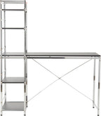 Acme 92074 Elvis Craft station student desk chrome finish metal frame black top computer office desk