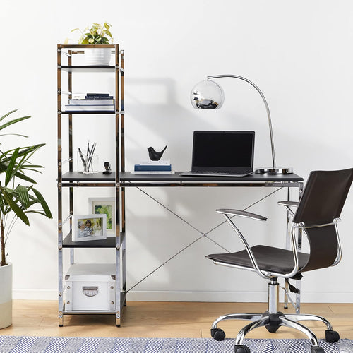 Acme 92074 Elvis Craft station student desk chrome finish metal frame black top computer office desk