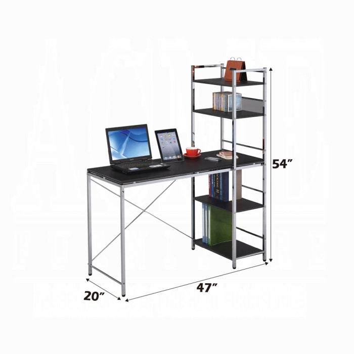 Acme 92074 Elvis Craft station student desk chrome finish metal frame black top computer office desk