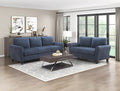 Blue Textured Chenille Fabric 2-Piece Sofa and Loveseat Set with Curved Arms – 9209NFNV-2PC