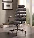 Acme 92107 Corrigan studio ezequiel black top grain distressed leather high back office chair with casters