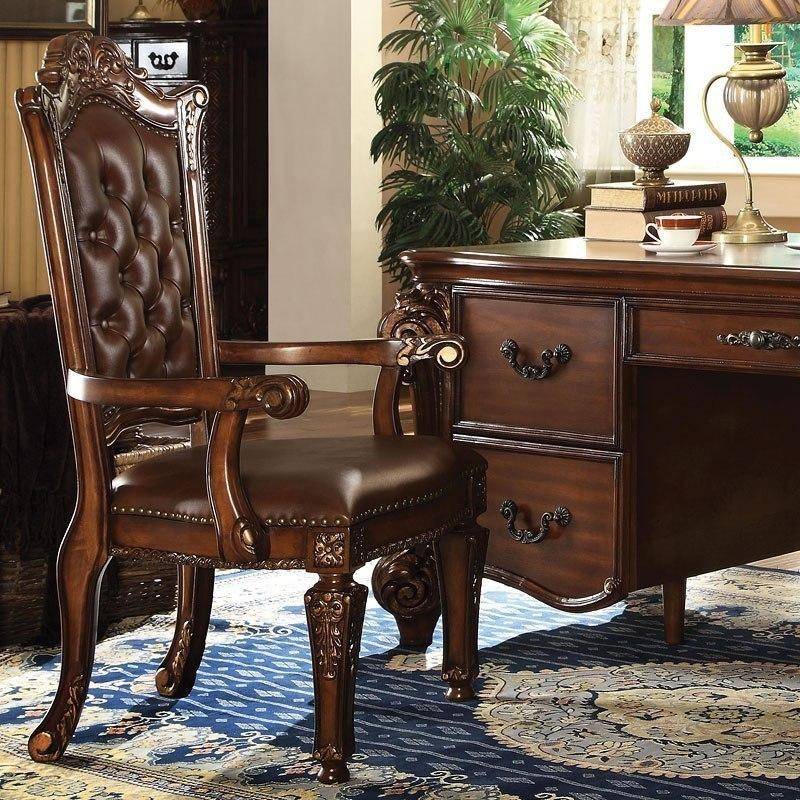 Acme 92126 Vendome cherry finish wood detailed carvings ornate office executive arm chair