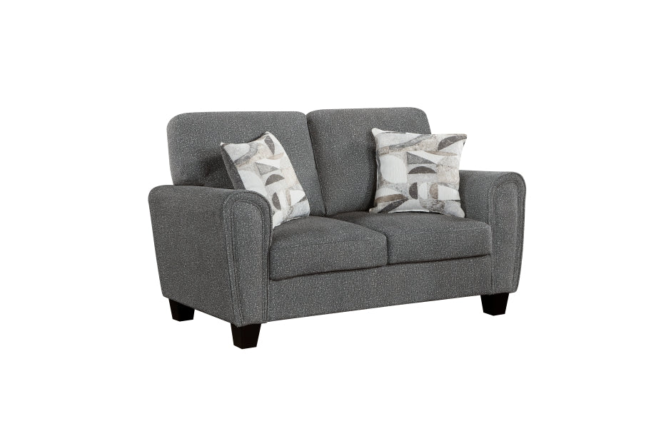 Homelegance 9214NGH-2PC 2 pc Lemond dark grey chenille fabric sofa and love seat set rounded arms
