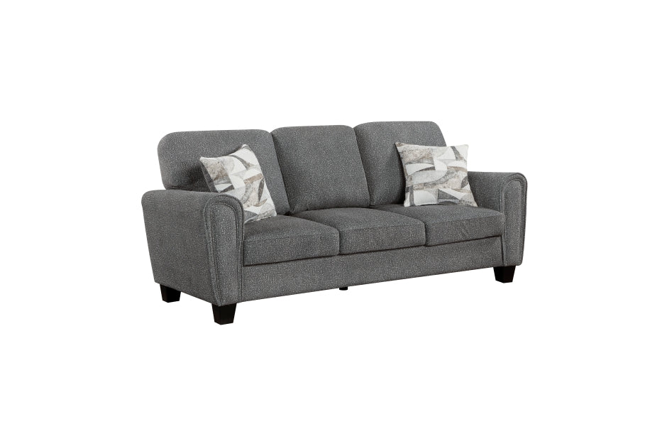 Homelegance 9214NGH-2PC 2 pc Lemond dark grey chenille fabric sofa and love seat set rounded arms