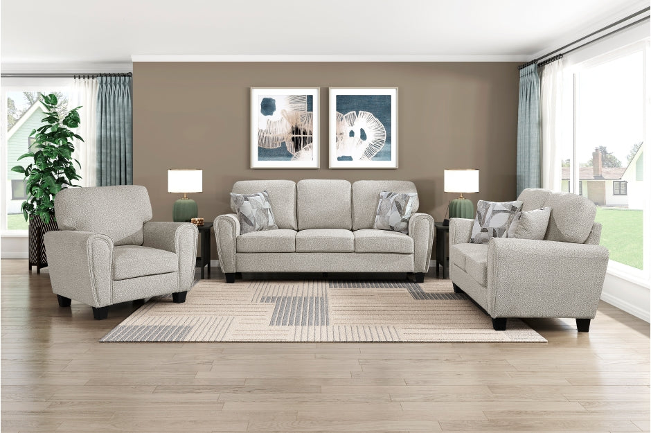 Homelegance Lemond Grey Chenille Sofa and Love Seat Set with Rounded Arms – 9214NPG-2PC