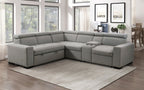 Homelegance 9219GY-SC 3 pc Farrah light gray polished microfiber sectional sofa with pop up chaise / sleep area and cup console