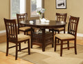 5-Piece Espresso Wood Round/Oval Dining Table Set – 9235-36