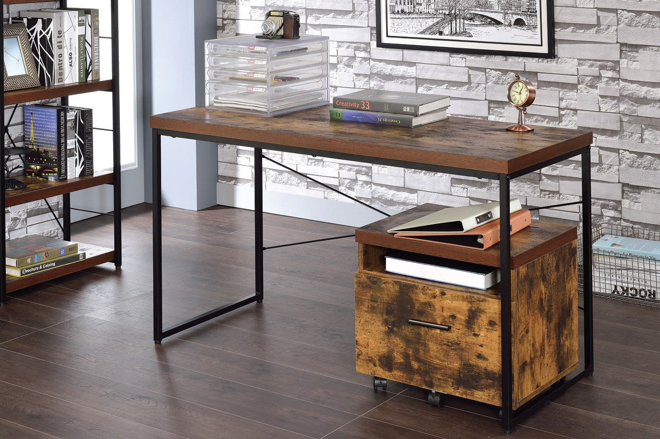 Acme 92396 Mercer 41 ballesteros bob weathered oak and black finish wood metal frame desk