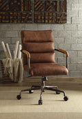 Acme 92414 Harith retro brown top grain leather office chair with lift and casters
