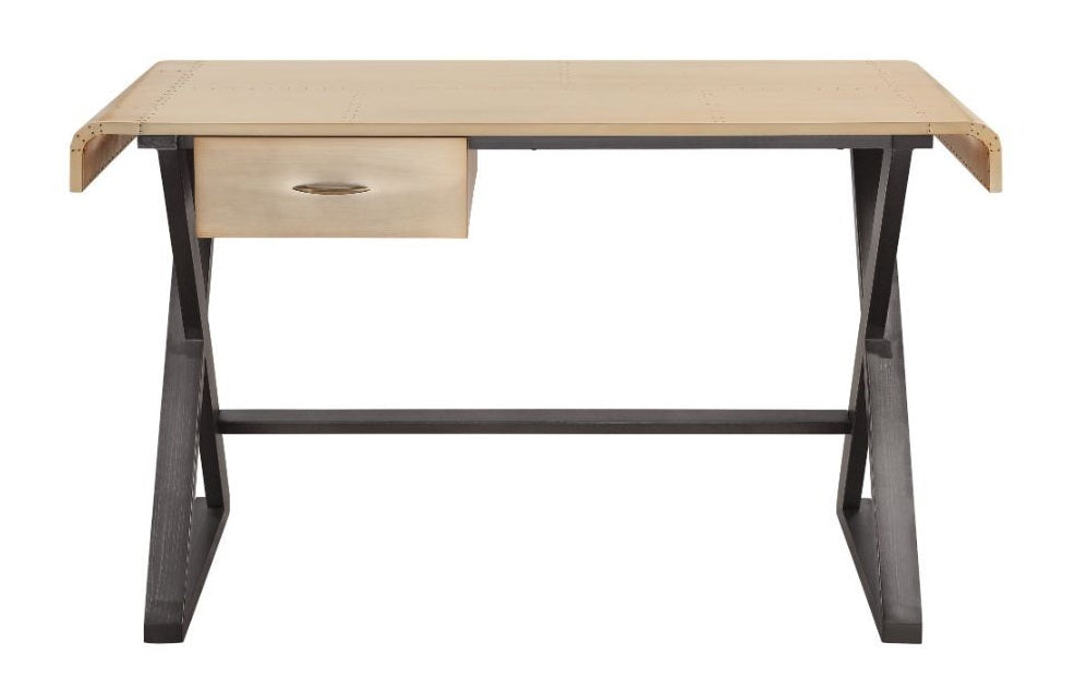 Acme 92424 Danton industrial gold aluminum top and metal X style legs