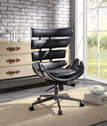 Acme 92552 Megan vintage black top grain leather aluminum executive office chair