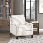 Homelegance 9257-1  Landrum beige and grey stripe textured fabric push back recliner chair with nail head trim accents