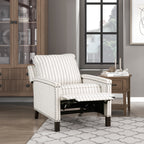 Homelegance 9257-1  Landrum beige and grey stripe textured fabric push back recliner chair with nail head trim accents